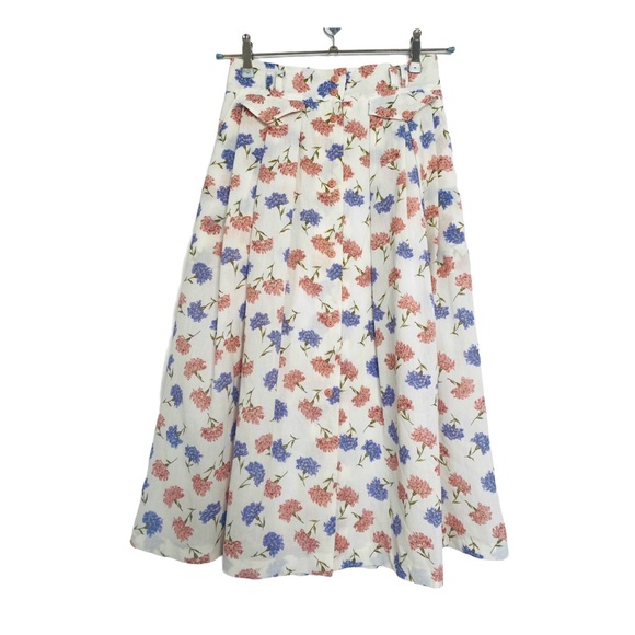 Vintage Dresses & Skirts - Vtg High Waist Floral Midi Skirt Button Front M